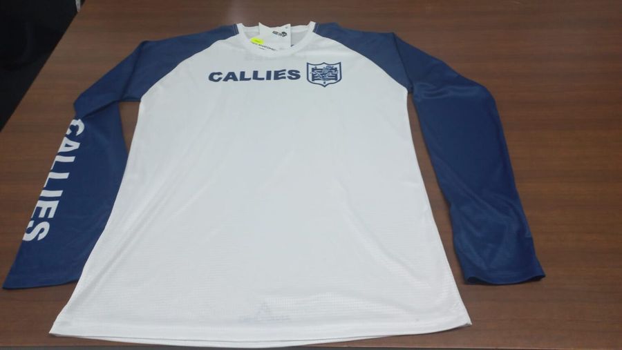 Germiston Callies long-sleeve shirt, white and navy club kit